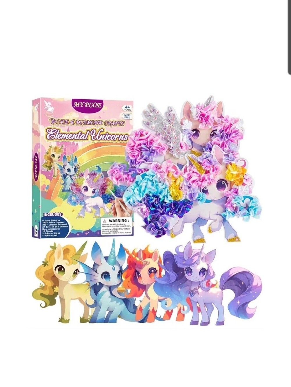 My Pixie Elemental Unicorns Craft Set - Pink, Purple, Blue, Yellow #BIN3#